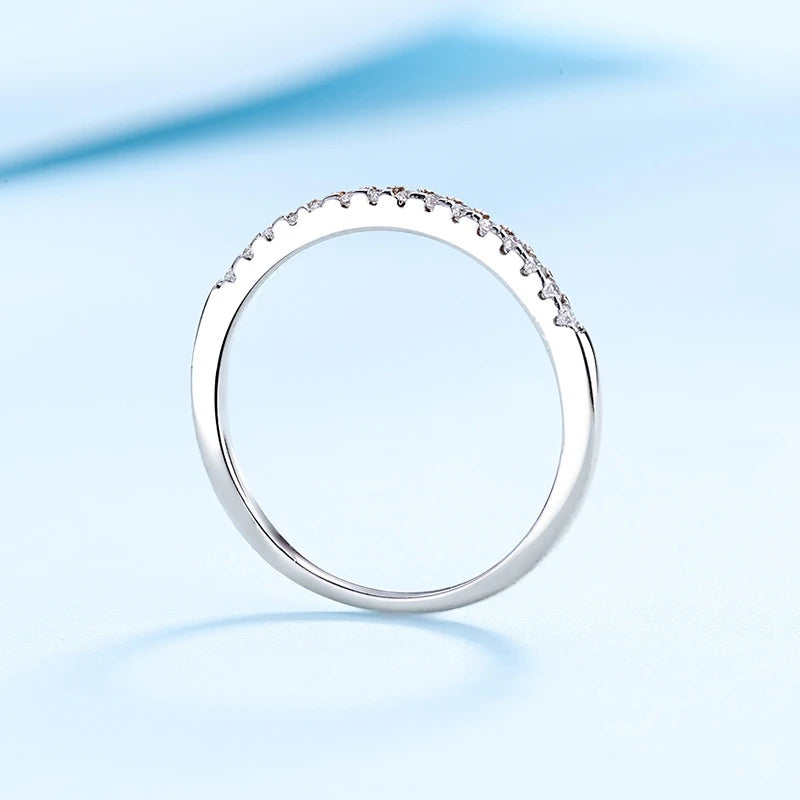 NeeTim Moissanite Ring 925 Sterling Silver with White Gold Plated Lab Diamond Eternity Band Engagement Wedding Rings for Women