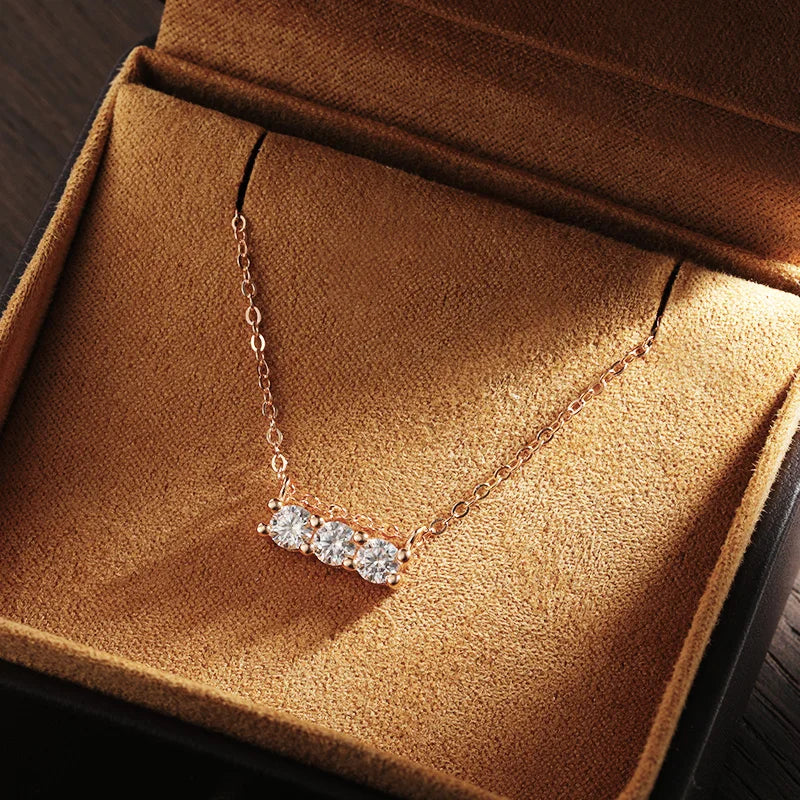Moissanite Pendant Necklace 925 Sterling Silver Rose Gold D VVS1 Wedding Jewelry