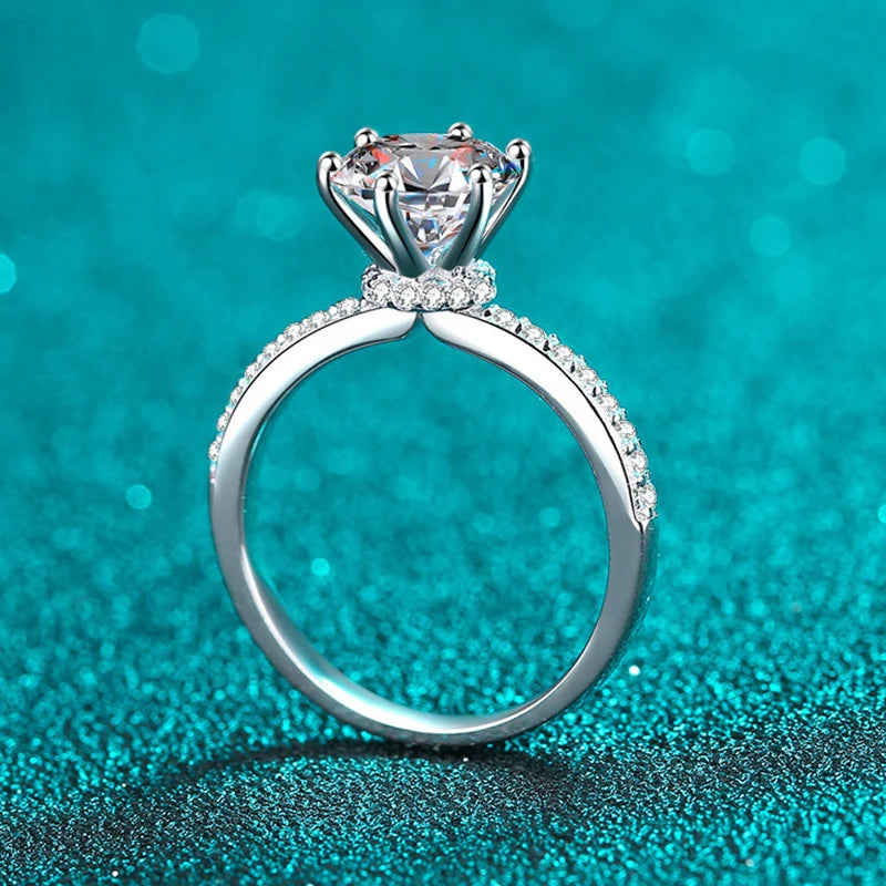 NeeTim 2ct D VVS1 Color Moissanite Engagement Ring For Women 925 Sterling Silver with Gold Plated Rings Wedding Jewelry Bands