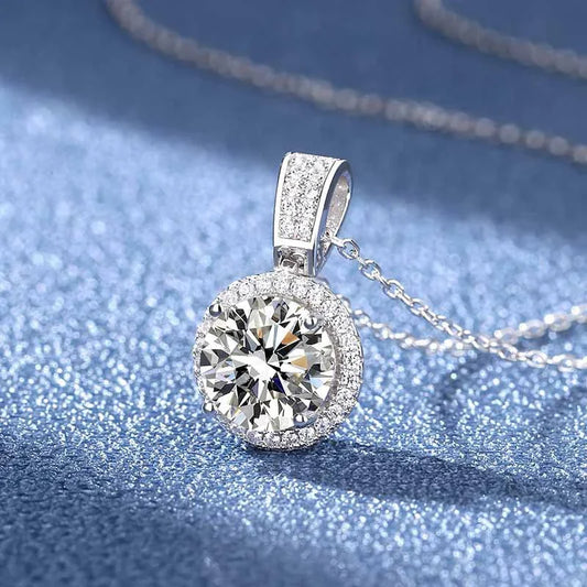 Moissanite Pendant Necklace for Women 925 Sterling Silver White Gold Plated Lab Diamond Wedding Jewelry