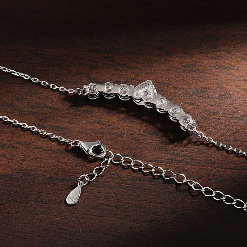 2,8 CT Moissanite D VVS1 Heart Pendant Necklace 925 Sterling Silver Lab Diamond Luxury Jewelry