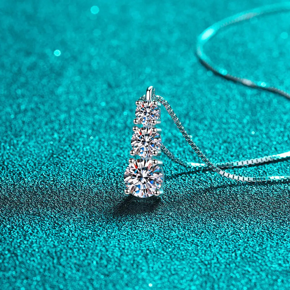 Moissanite Diamond Necklace 925 Sterling Silver 18k White Gold D VVS1