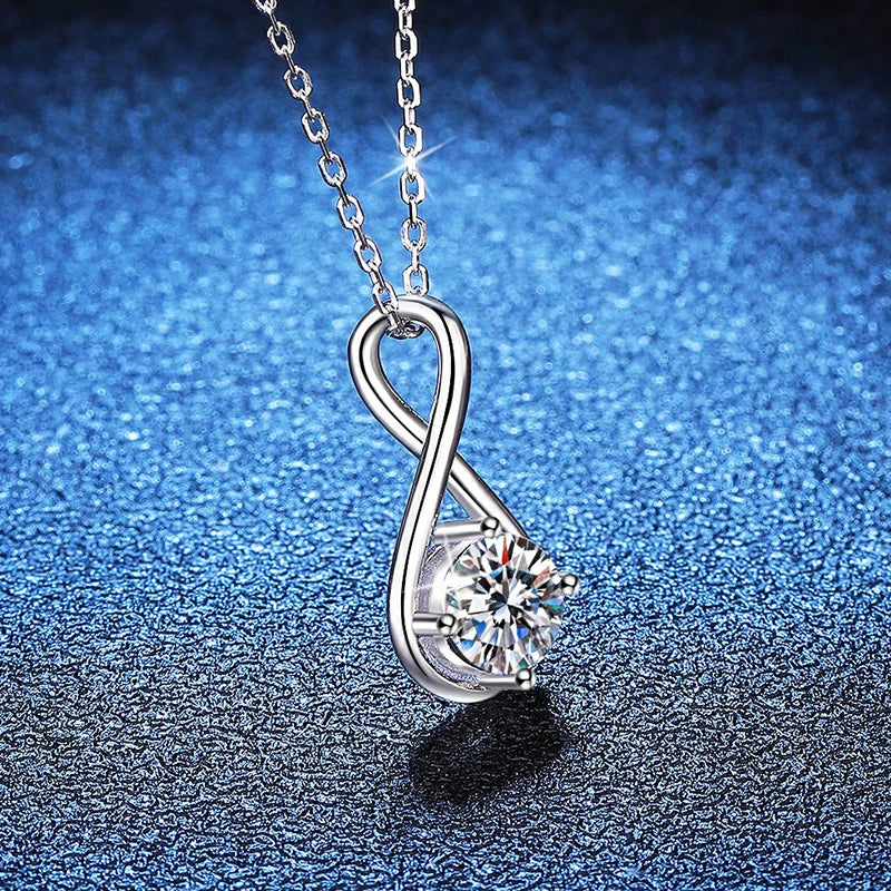 NeeTim Moissanite Pendant 925 Sterling Silver with White Gold Plated Necklace For Women Lab Diamonds Necklaces with Certificate
