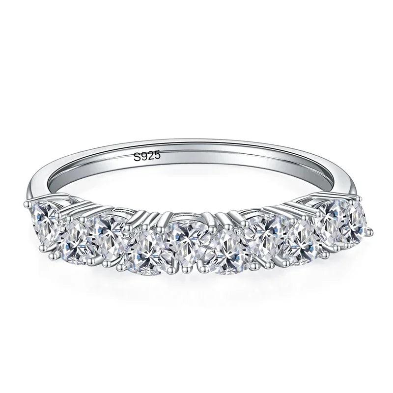 Full Triangle Moissanite Ring – S925 Sterling Silver Wedding Eternity Band for Women with GRA Certificate