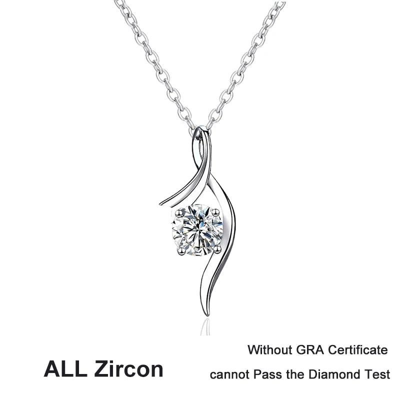 NeeTim 1ct Moissanite Pendant Necklace S925 Sterling Silver Sparkling Lab Diamond Fine Jewelry Wedding Party Necklaces for Women