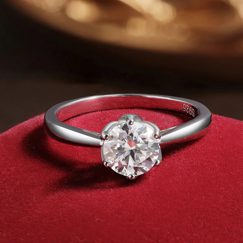 KNOBSPIN D VVS1 Moissanite Ring GRA Certified Lab Diamond Solitaire Rings for Women Engagement Wedding s925 Sterling Silver Band