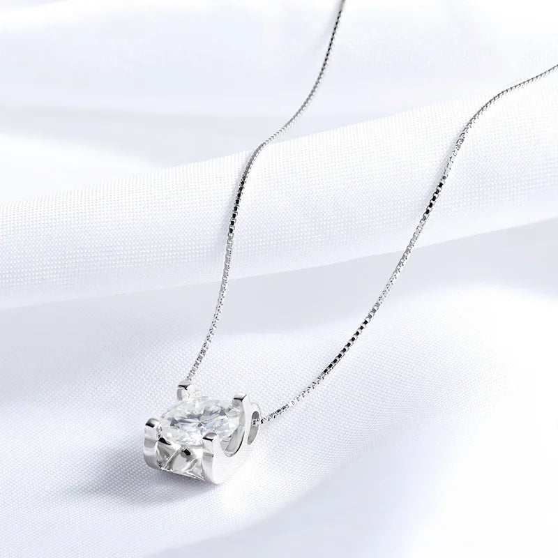 Smyoue 2ct 1ct Test Passed Moissanite Diamond Pendant for Women Classic Trendy 925 Sterling Silver Jewelry Brilliant Halo Gift