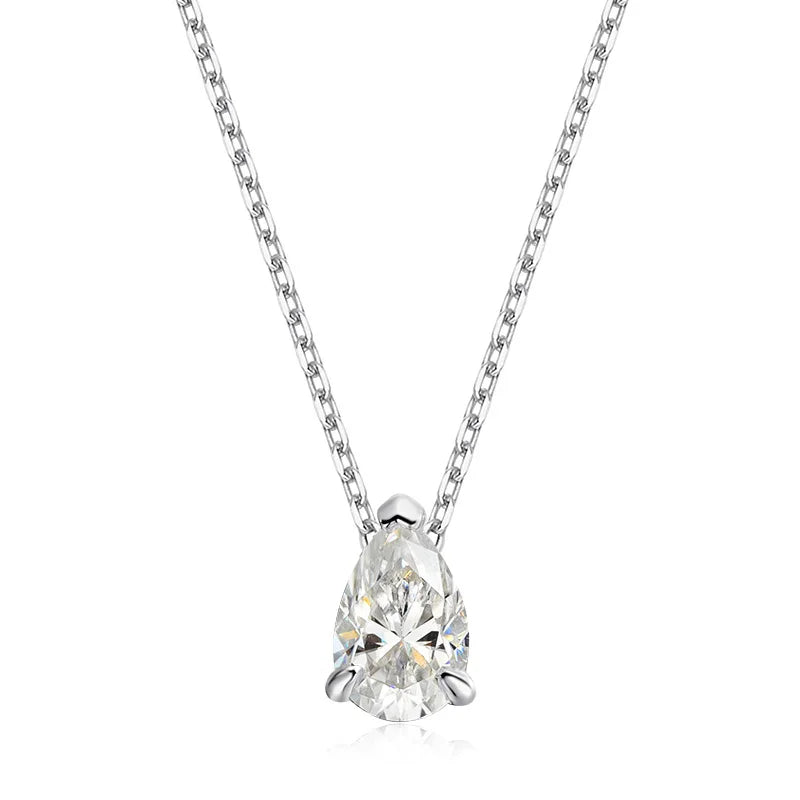 Smyoue Certified 1CT 2CT Pear Cut D VVS1 Moissanite Necklace for Women 18k Gold Plated Jewelry 100%  Sterling Silver 925 Pendant