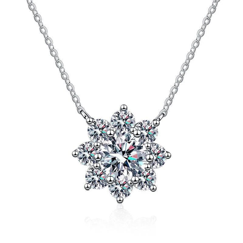 1CT D Color VVS1 Moissanite Diamond Pendant Necklace – 925 Silver with White Gold Plated Chain