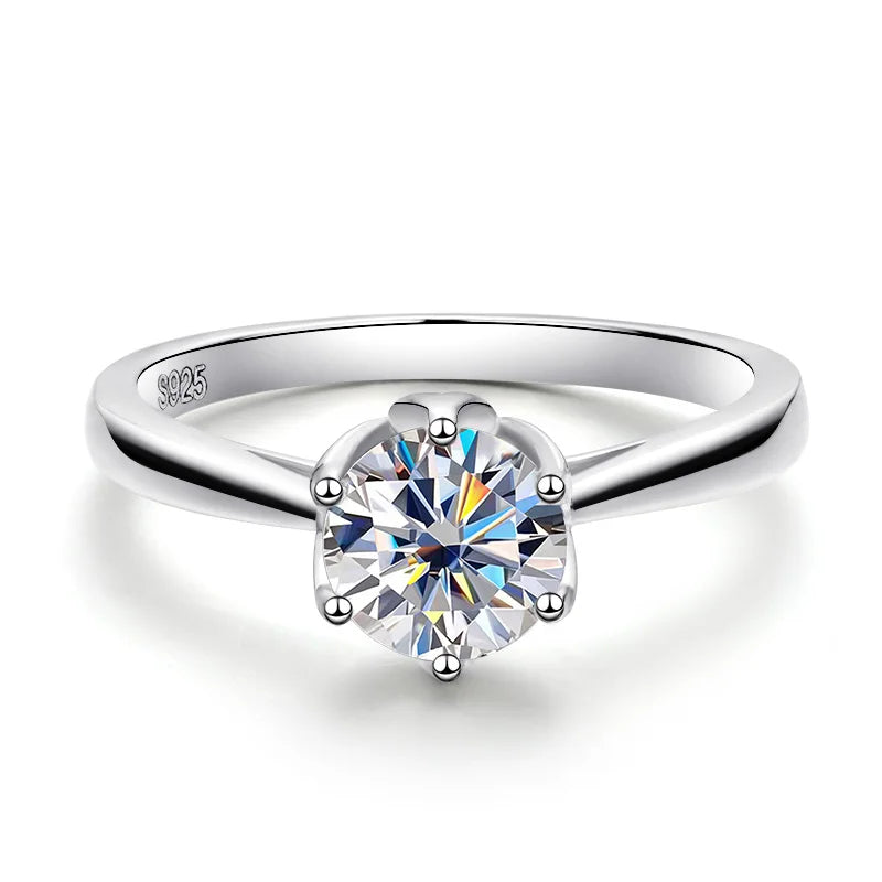 KNOBSPIN D VVS1 Moissanite Ring GRA Certified Lab Diamond Solitaire Rings for Women Engagement Wedding s925 Sterling Silver Band