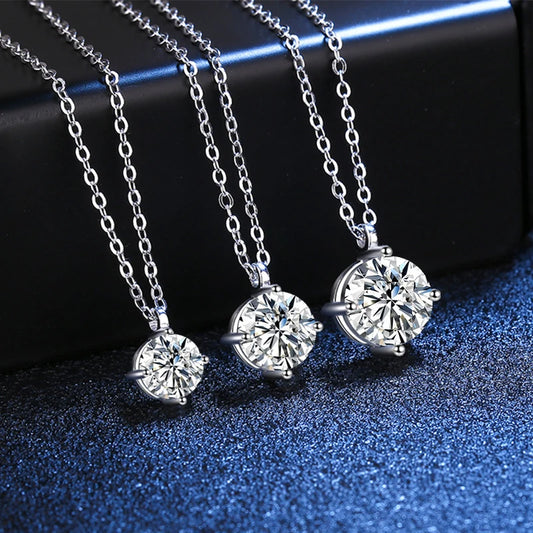 1ct-3ct D VVS1 Moissanite Pendant Necklace | 925 Sterling Silver with White Gold Plating | Sparkling Lab Diamond Fine Jewelry