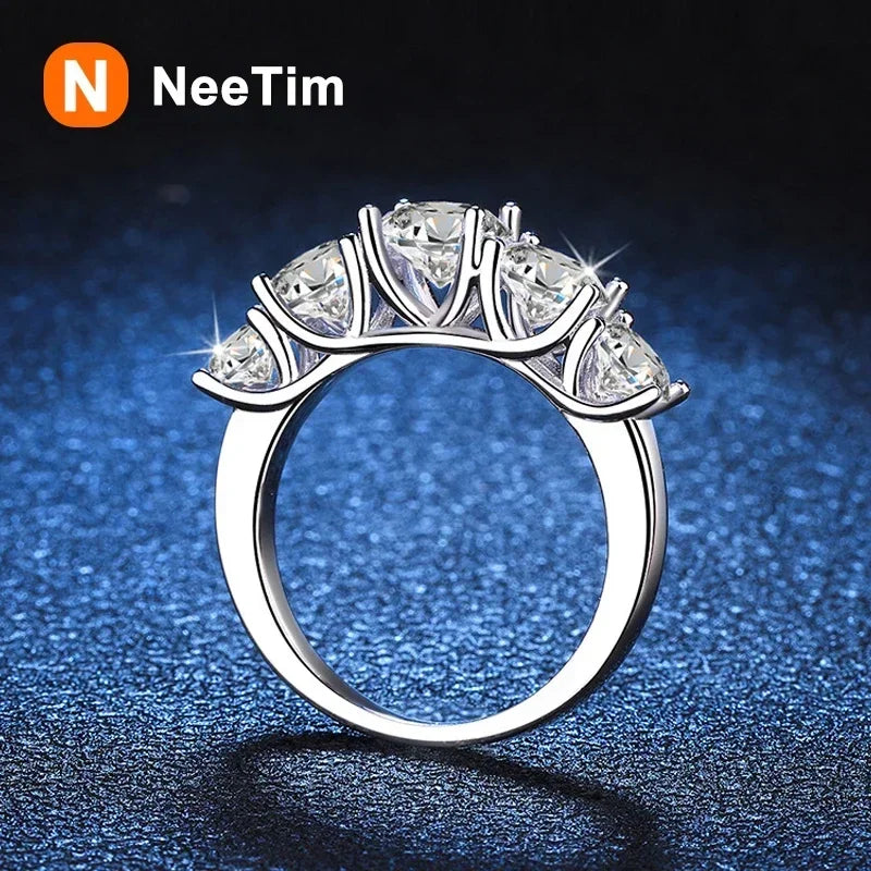 kkkl eeTim 3.6ct D Color Moissanite Rings for Women 925 Sterling Silver Wedding Jewely with GRA Plated with White Gold Eternity Band