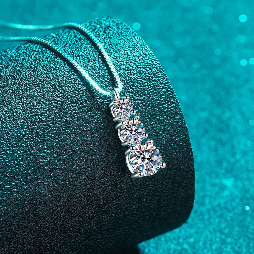 Moissanite Diamond Necklace 925 Sterling Silver 18k White Gold D VVS1
