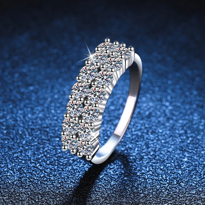 NeeTim 1.4CT All Moissanite Rings for Women Sparkling Diamond Wedding Band S925 Sterling Silver with White Gpld Plated Jewelry