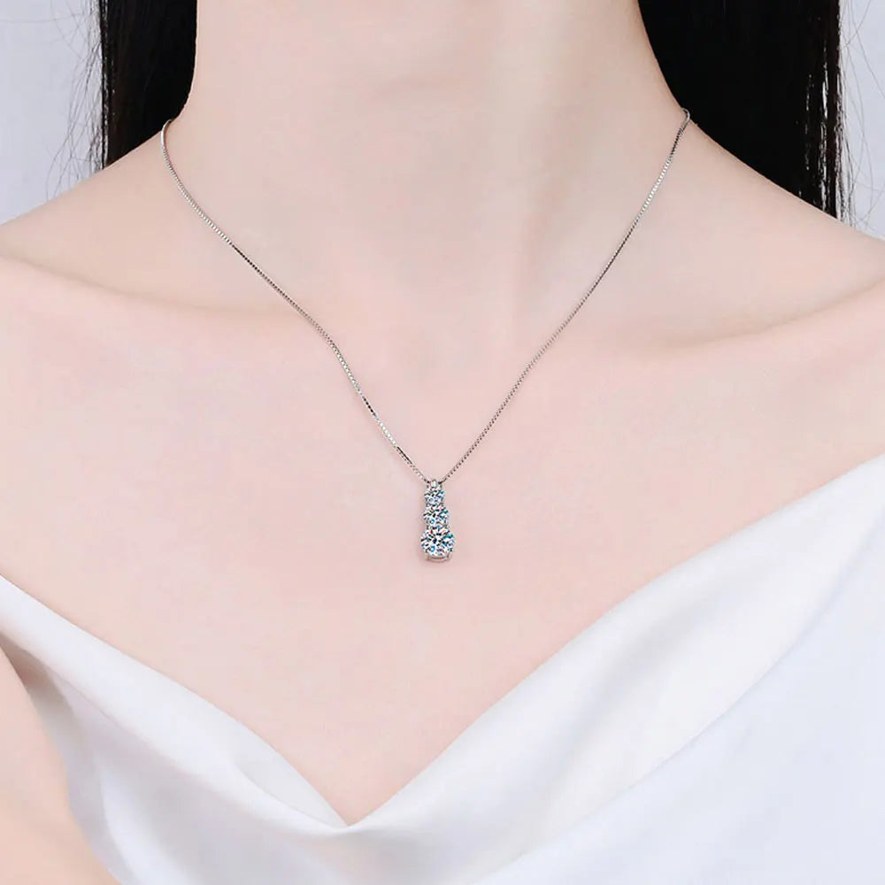 Moissanite Diamond Necklace 925 Sterling Silver 18k White Gold D VVS1