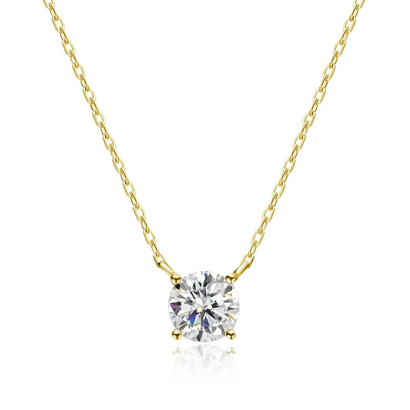 1-2ct D VVS1 Moissanite Solitaire Pendant Necklace | GRA Certified 925 Sterling Silver Plated 18K Gold Fine Jewelry
