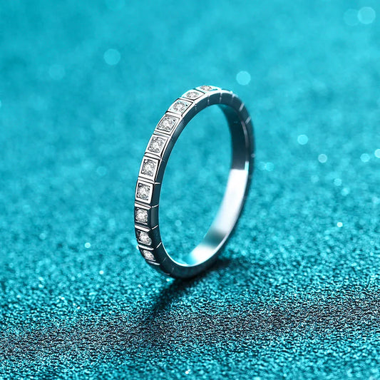 0.16 CT Moissanite Half Circle Ring – Silver Plated Platinum Band