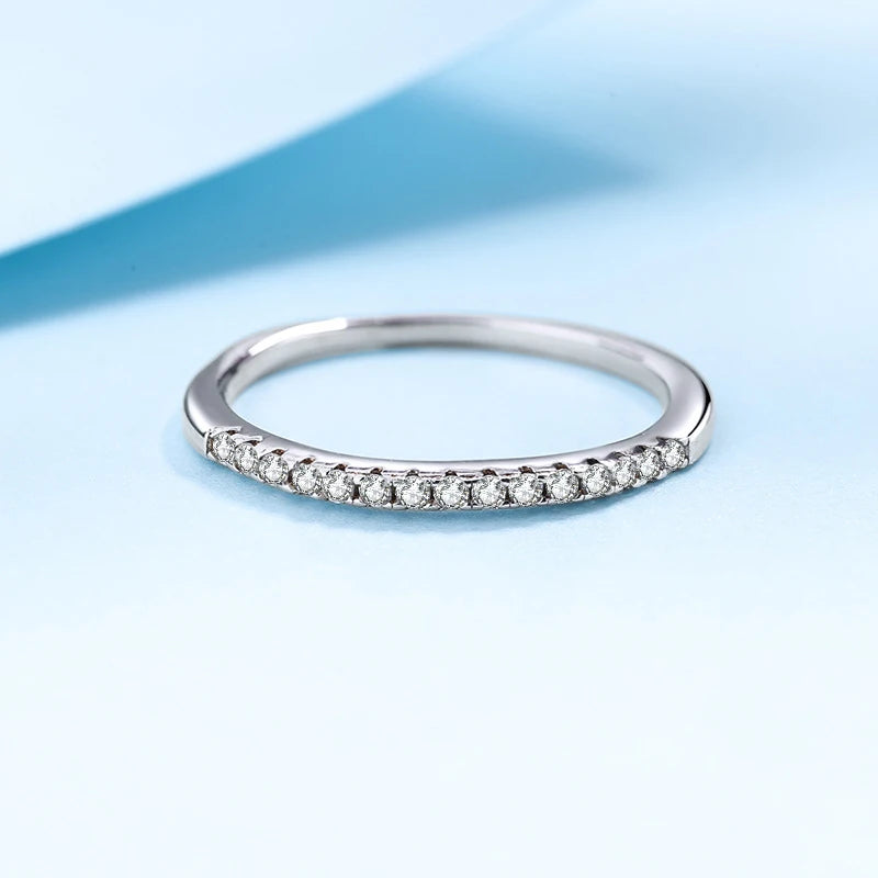 NeeTim Moissanite Ring 925 Sterling Silver with White Gold Plated Lab Diamond Eternity Band Engagement Wedding Rings for Women