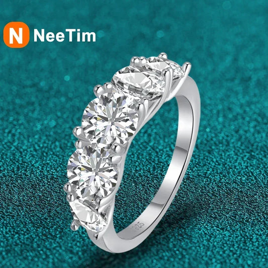 kkkl eeTim 3.6ct D Color Moissanite Rings for Women 925 Sterling Silver Wedding Jewely with GRA Plated with White Gold Eternity Band