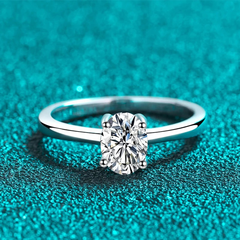 NeeTim 1ct Oval Cut Moissanite Ring for Women Engagement Wedding Lab Diamond s925 Sterling Silver with Gold Plated Rings Jewelry