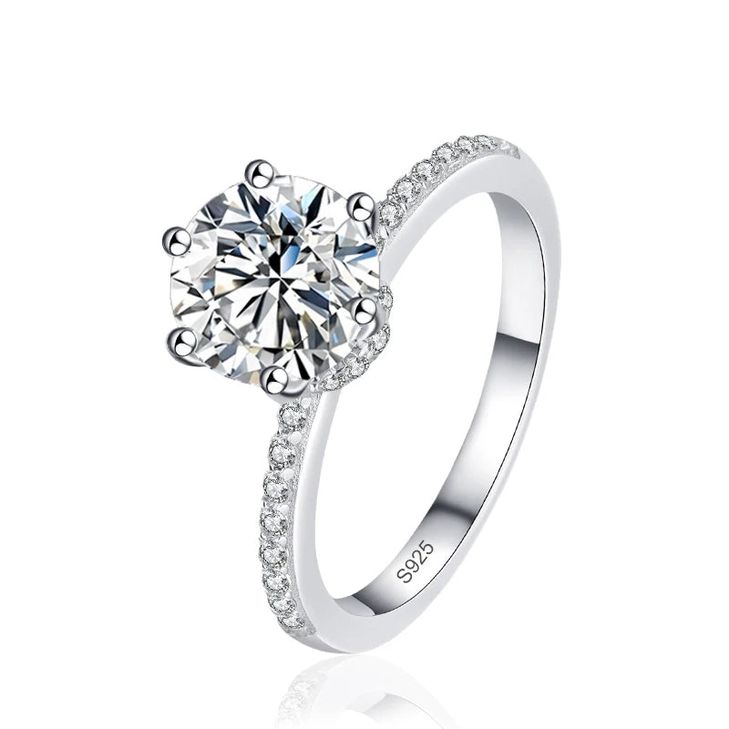 NeeTim 2ct D VVS1 Color Moissanite Engagement Ring For Women 925 Sterling Silver with Gold Plated Rings Wedding Jewelry Bands