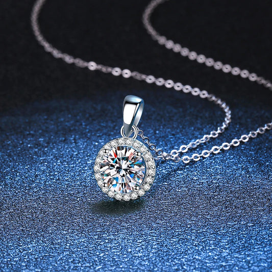 1ct Moissanite Necklace – 925 Sterling Silver Lab Diamond Pendant