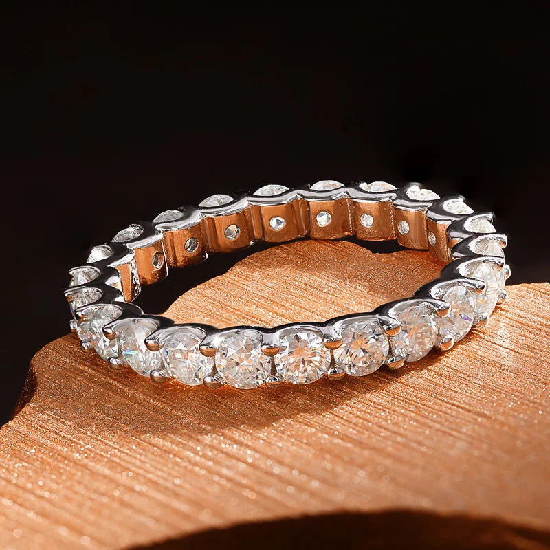 KNOBSPIN D VVS1 All Moissanite Rings for Women Man Engagement Wedding Eternity Band with GRA S925 Silver Plated 18k Gold Ring