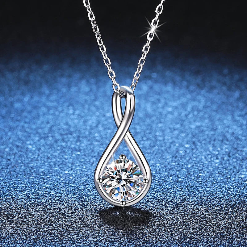 NeeTim Moissanite Pendant 925 Sterling Silver with White Gold Plated Necklace For Women Lab Diamonds Necklaces with Certificate