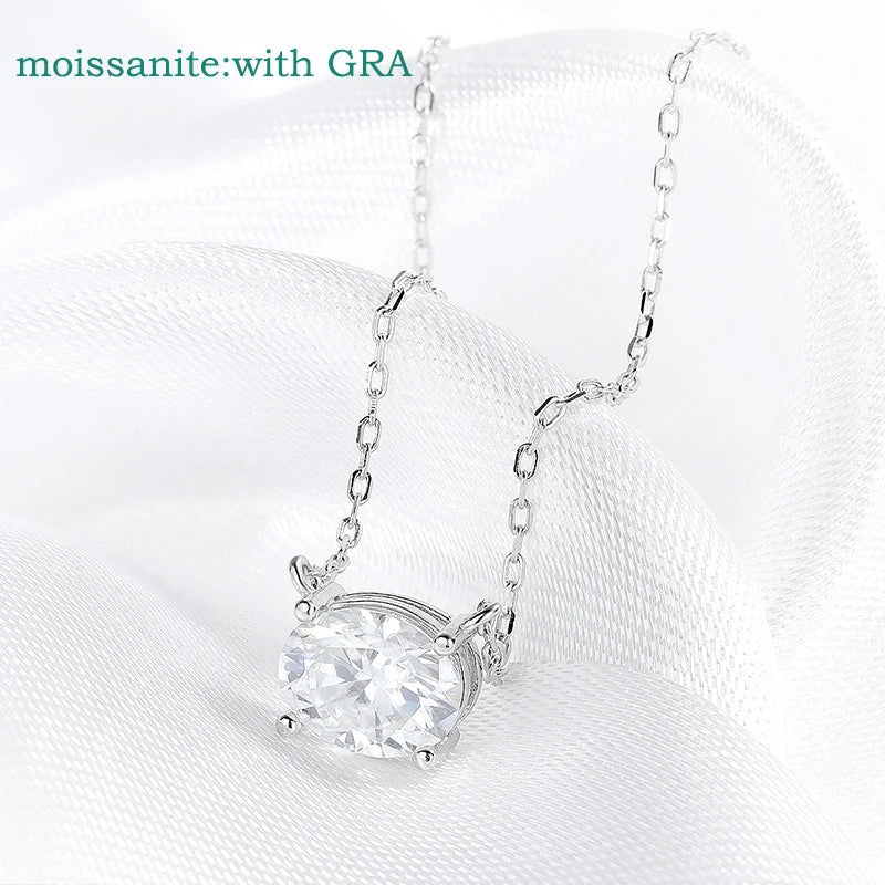 Smyoue 14K Plated 1-3CT Moissanite Necklaces Pendant Women Girls Birthday Gift Chain Lab Diamond Jewelry 925 Sterling Silver GRA