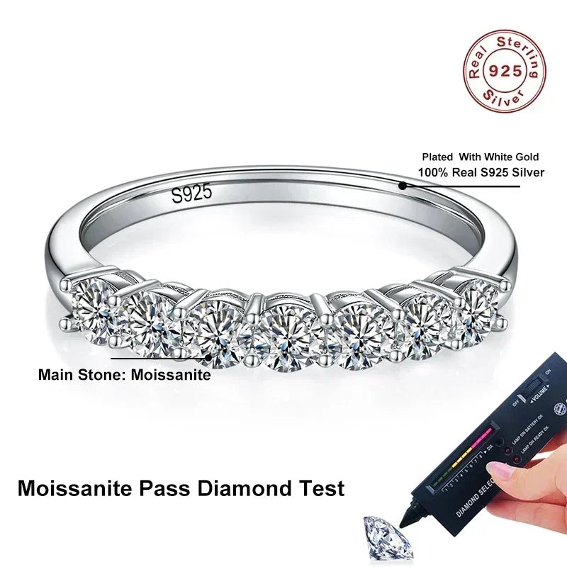 NeeTim 3mm Moissanite Ring for Women S925 Sterling Silver Rings with White Gold Plated Diamond Wedding Bridal Band Fine Jewelry
