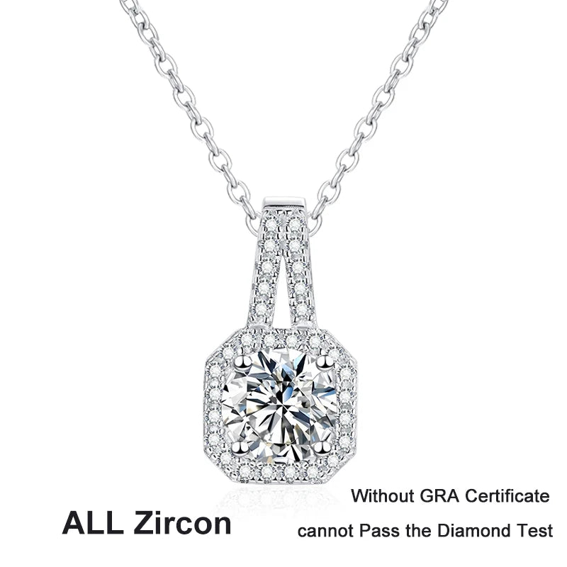 NeeTim 0.5ct 1ct 2ct Moissanite Necklace for Women Sterling Silver 925 with 18k Gold Plated Lab Diamond Pendant Necklaces