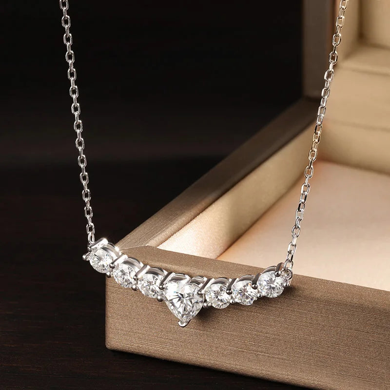 2,8 CT Moissanite D VVS1 Heart Pendant Necklace 925 Sterling Silver Lab Diamond Luxury Jewelry