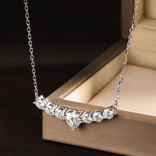 2,8 CT Moissanite D VVS1 Heart Pendant Necklace 925 Sterling Silver Lab Diamond Luxury Jewelry