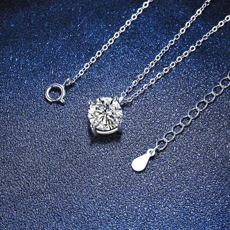 1ct-3ct D VVS1 Moissanite Pendant Necklace | 925 Sterling Silver with White Gold Plating | Sparkling Lab Diamond Fine Jewelry