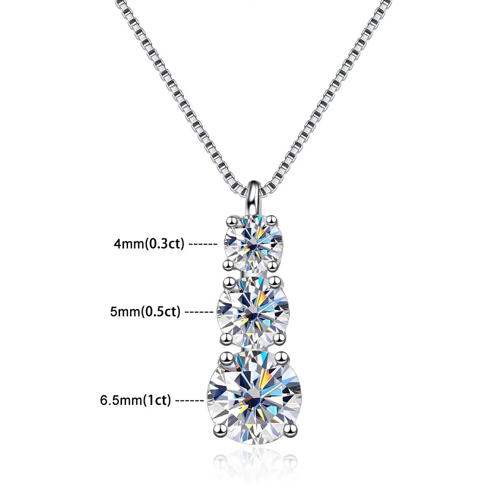 Moissanite Diamond Necklace 925 Sterling Silver 18k White Gold D VVS1