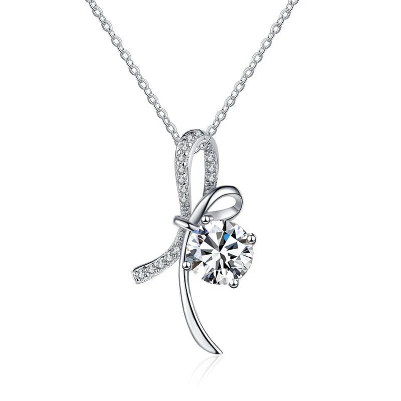 1ct D Color VVS1 Moissanite Necklace in 925 Sterling Silver – Lab Diamond Pendant