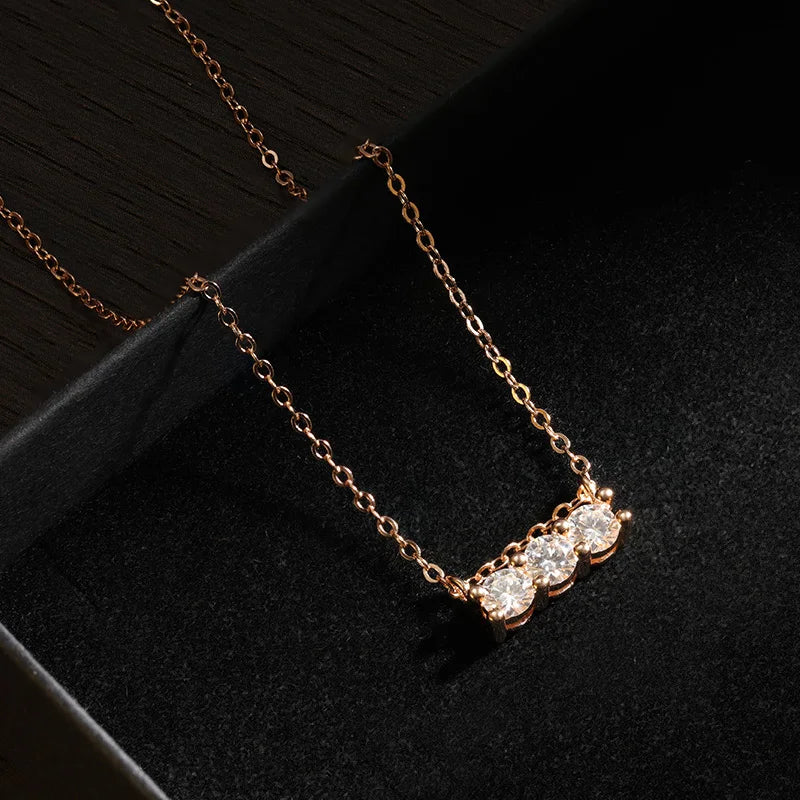 Moissanite Pendant Necklace 925 Sterling Silver Rose Gold D VVS1 Wedding Jewelry