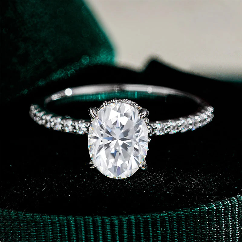 NeeTim 1ct 2ct 3ct Oval Cut Moissanite Rings for Women 925 Sterling Silver Lab Diamond Wedding Engagement Ring Gemstone Band GRA