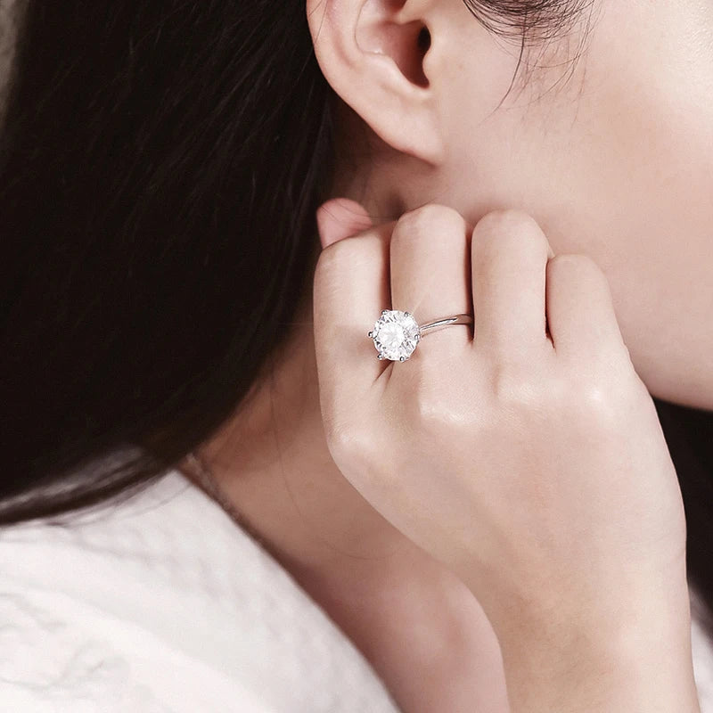 1CT GRA Certified Moissanite Ring – VVS1 Lab Diamond Solitaire