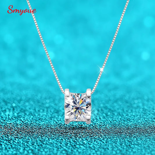 Smyoue 2ct 1ct Test Passed Moissanite Diamond Pendant for Women Classic Trendy 925 Sterling Silver Jewelry Brilliant Halo Gift