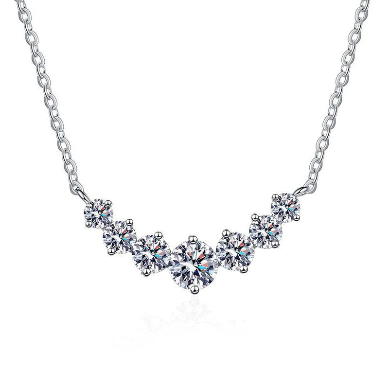 NeeTim Full Moissanite Diamond Necklace for Women 925 Sterling Silver with Plated White Gold Neck Pendent Wedding Fine Jewely
