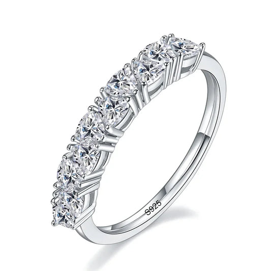 Full Triangle Moissanite Ring – S925 Sterling Silver Wedding Eternity Band for Women with GRA Certificate
