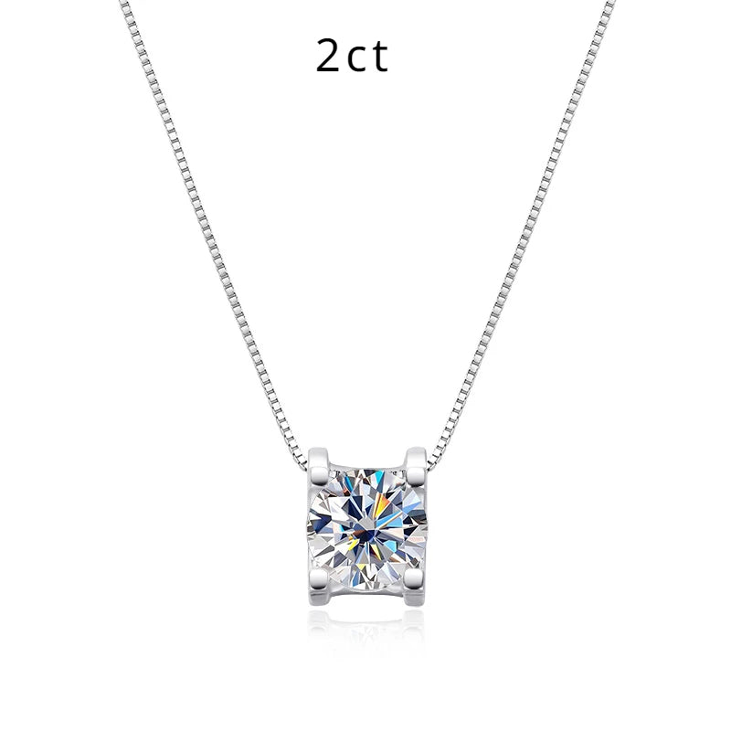 Smyoue 2ct 1ct Test Passed Moissanite Diamond Pendant for Women Classic Trendy 925 Sterling Silver Jewelry Brilliant Halo Gift