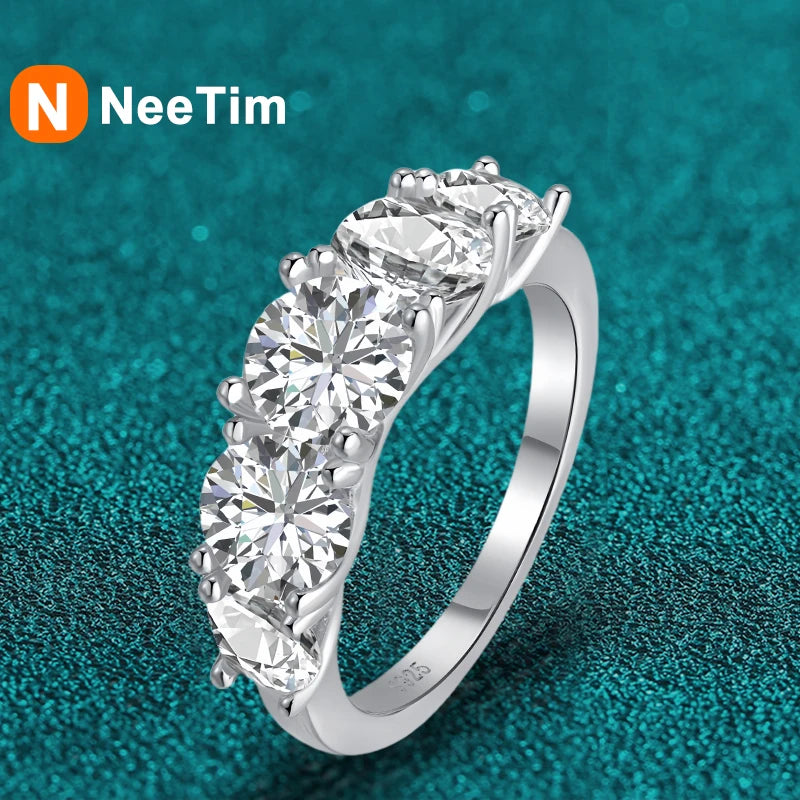 kkkl eeTim 3.6ct D Color Moissanite Rings for Women 925 Sterling Silver Wedding Jewely with GRA Plated with White Gold Eternity Band