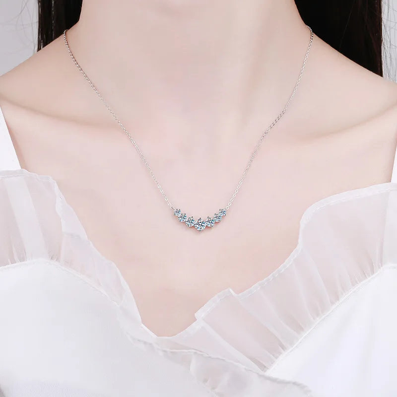 D VVS1 Moissanite Necklace – GRA Certified 925 Sterling Silver with 18k White Gold Plated