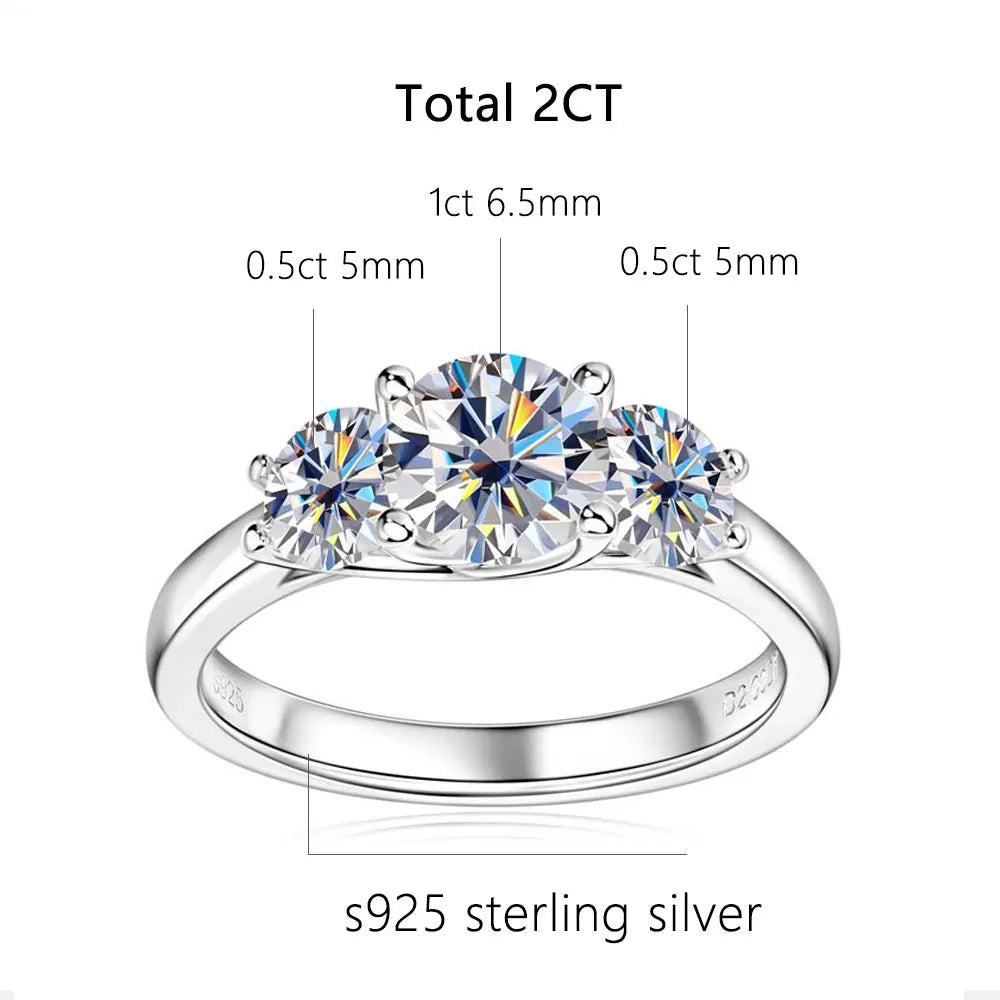 KNOBSPIN 5CT 3 Stones Moissanite Engagement Rings for Women GRA Certified s925 Sterling Silver Wedding Rings, Mother Gift Ring