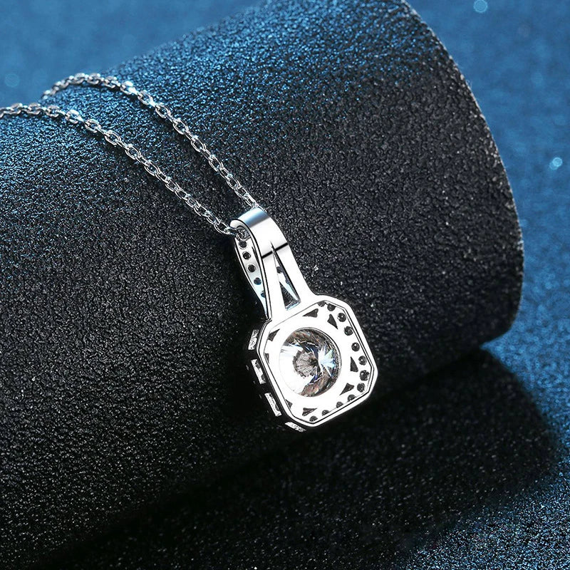 NeeTim 0.5ct 1ct 2ct Moissanite Necklace for Women Sterling Silver 925 with 18k Gold Plated Lab Diamond Pendant Necklaces