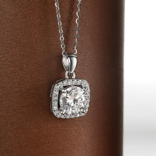 D VVS1 Moissanite Pendant Necklace for Women – 925 Sterling Silver 18k Plated Wedding Jewelry