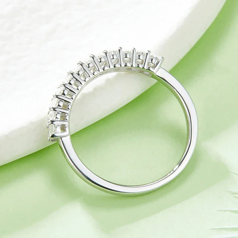 NeeTim All Oval Cut Moissanite Ring for Women Sparkling Wedding Eternity Bands Sterling Silver 925 Fine Jewelry Ring with GRA