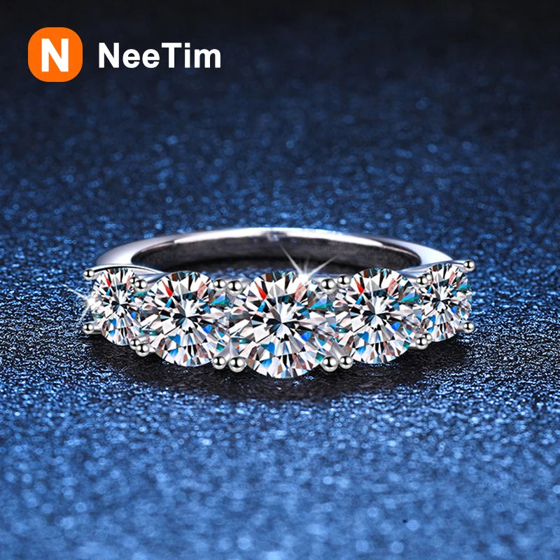 kkkl eeTim 3.6ct D Color Moissanite Rings for Women 925 Sterling Silver Wedding Jewely with GRA Plated with White Gold Eternity Band